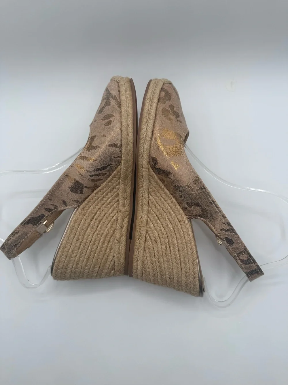 Naturalizer Metallic Floral Espadrille Wedge Slingback Shoes Closed Toes Comfort